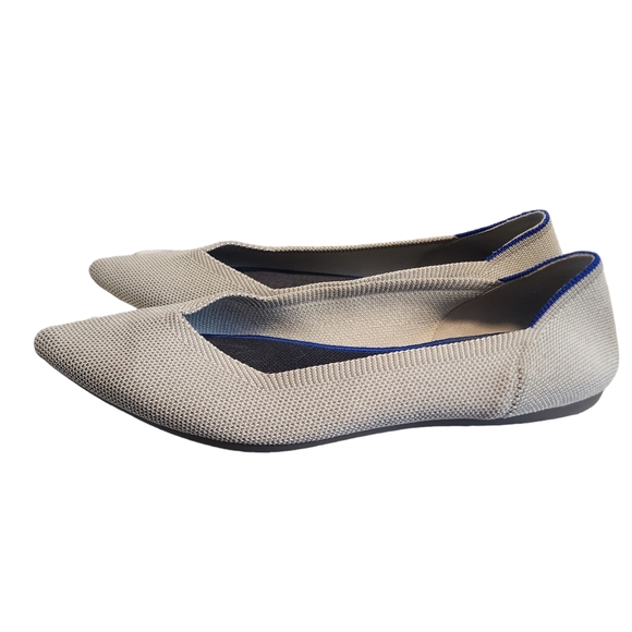 EUC *Retired* Rothy's Light Grey Flax Birdseed The Point Flat - Picture 6 of 10